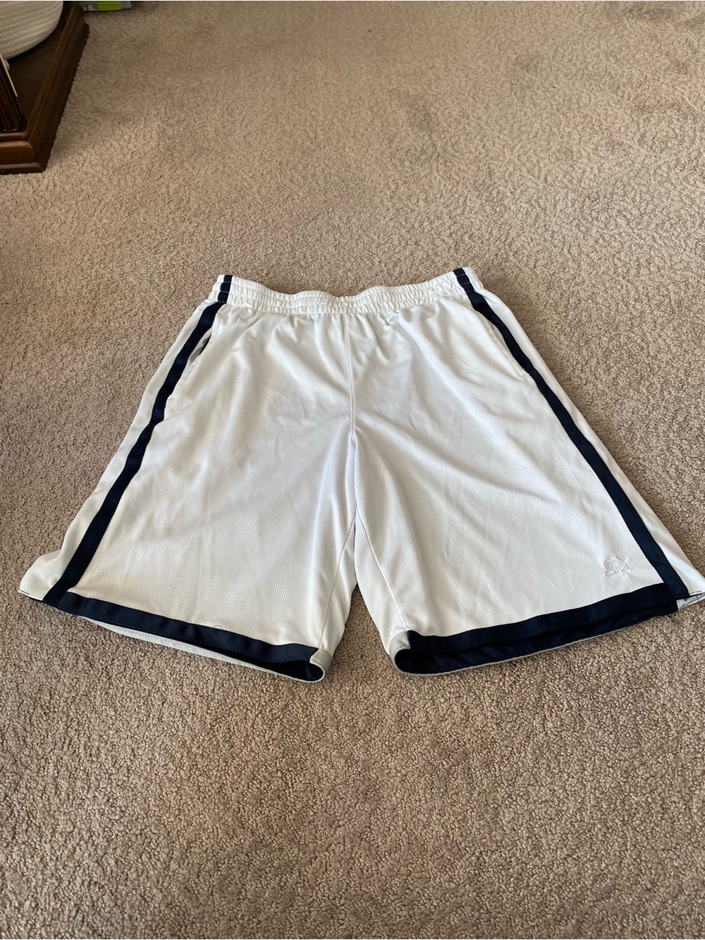 STARTER White Athletic Shorts with Navy Trim Reversible